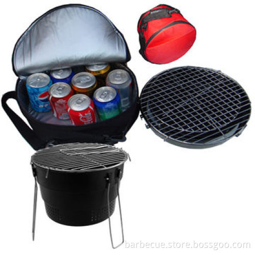BBQ grill with cooler bag, suitable for promotions, measures 11-inch, made of carbon steel